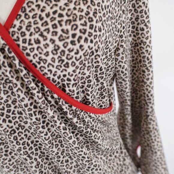 Coco Bianco Kimono Flutter Sleeve Cheetah Print‎ Brown Blouse Large Polyester - Picture 3 of 9